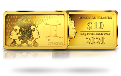 Monnaie-lingot en or pur «Signes du Zodiaque» : Gémeaux